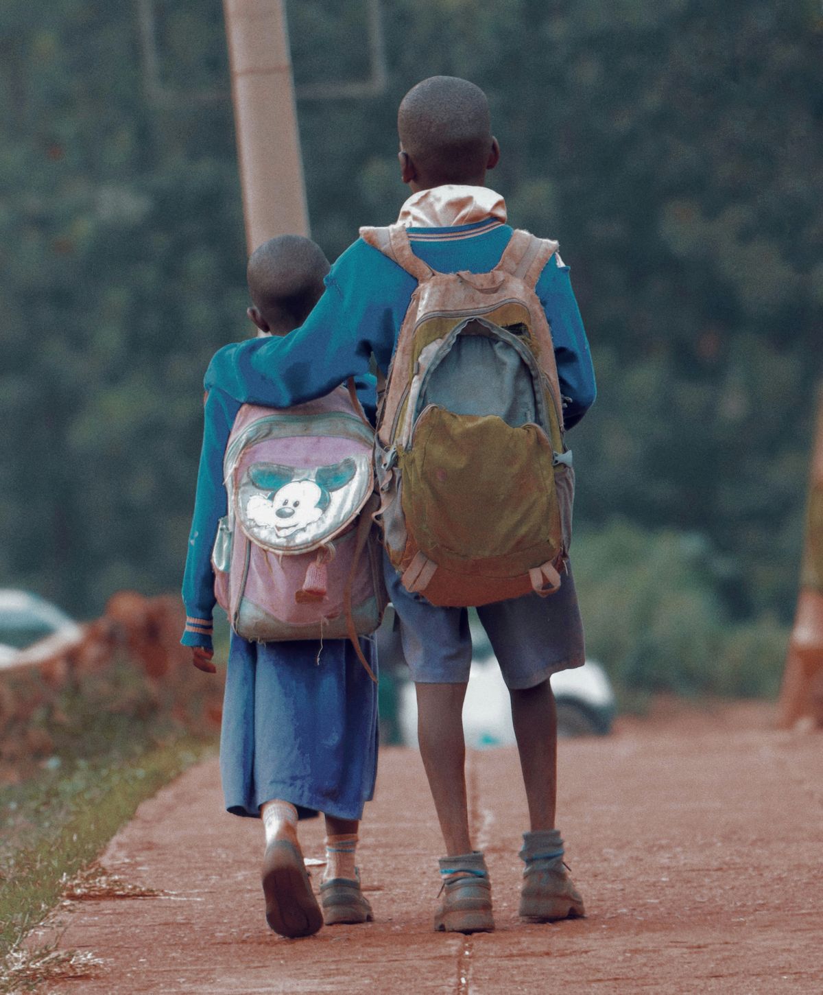 Children walking home from school, Kisii, Kenya